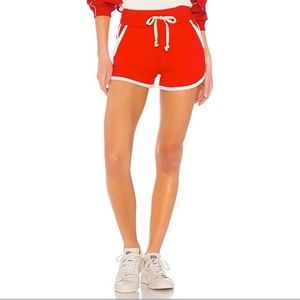 Mother red running mate track lounge shorts